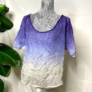 Blue to White Fade Sheer Top